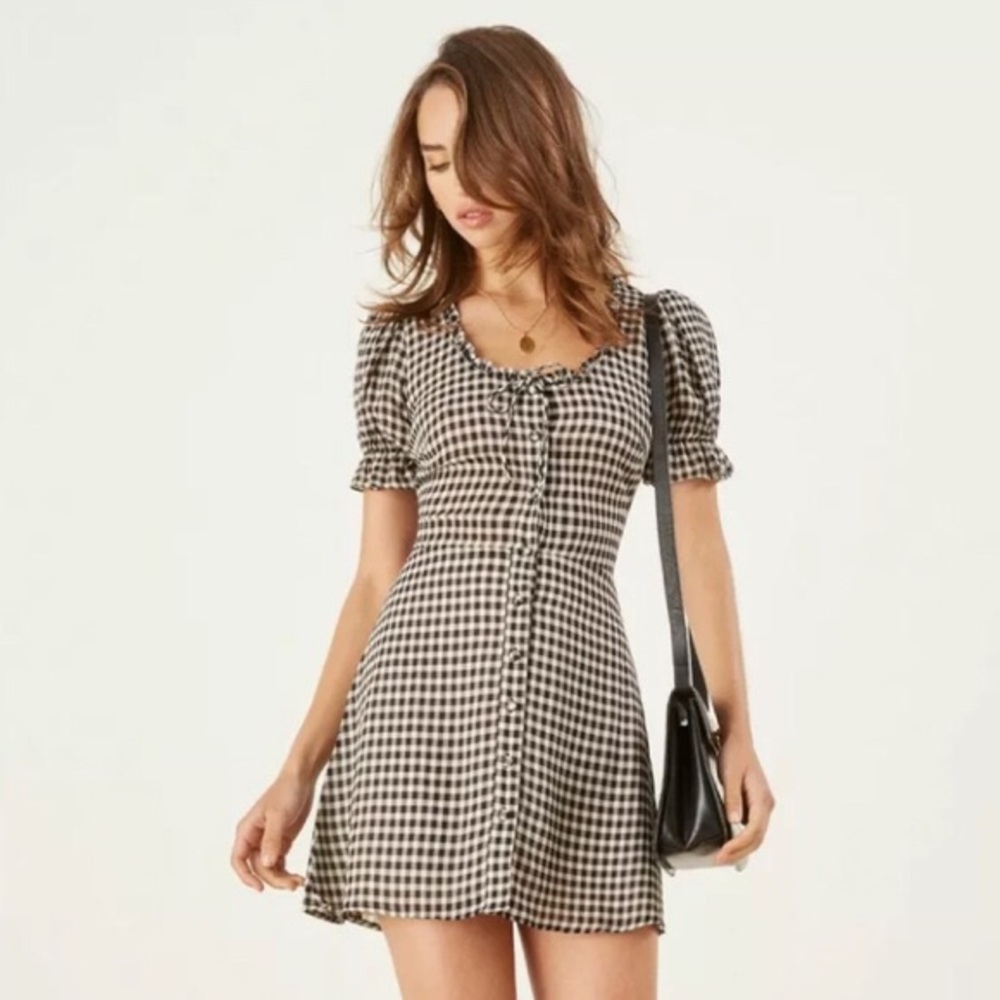 Reformation gingham button up dress